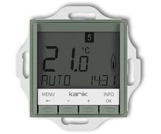 Karlik MINI universalus elektroninis savaitinis temperatūros reguliatoriaus mechanizmas (mėlynas foninis apšvietimas), pilkas D9733