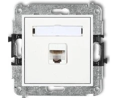 Karlik MINI Vienvietis kompiuterio lizdas 1xRJ45, 5e kat., ekranuotas, 8 kontaktų, baltas MGK-1e