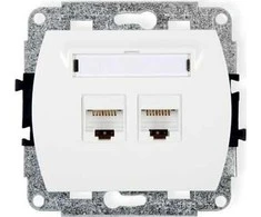 Karlik Elektrotechnik GK-2 TREND Dvigubi kompiuterio lizdai 2xRJ45, kat. 5e, 8 kontaktų baltas GK-2