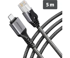 AXAGON ADE-CM50 USB-C 5Gbps - Gigabit Ethernet adapter with integrated CAT6 RJ-45 network cable (5 m), Asix AX88179B
