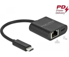 Delock USB Type-C™ adapteris Gigabit LAN 10/100/1000 Mbps su PD juoda spalva