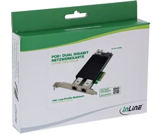 Karta jungiama į tinklą InLine ® Dual Gigabit karta jungiama į tinklą 2x RJ45 1 Gb/s PCIe x4 PoE+