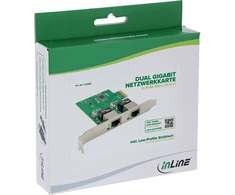 Karta jungiama į tinklą Level One Games InLine® Dual Gigabit karta jungiama į tinklą, 2x RJ45 1Gb/s, PCIe x1, w tym. blacha slotowa LP