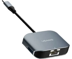 USAMS adapteris USB-C - USB 3.0 + RJ45 prievadas Ethernet pilkas/pilkas TCSJ14601 (US-SJ146)