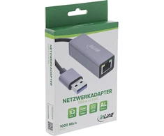 Karta jungiama į tinklą Vision InLine® USB 3.2 Adapteris sieciowy kabelis USB-A do RJ45 Gigabit sieciowy