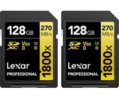 Atminties kortelė LEXAR PRO 1800X SDXC U3 (V60) UHS-II R280/W205 128GB – 2 vnt. pakuotėje