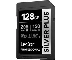 Atminties kortelė Lexar SDXC Professional Sidabrinis Plus UHS-I/U3/A2/4K R205/W150 (V30) 128GB
