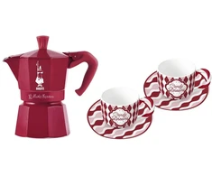 Bialetti Candyland Rinkinys: Moka Express 3TZ (150 ml) raudona + 2 filiżanki