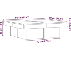Kavos staliukas, sendintos medienos, 90x90x28cm, MDP