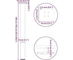 Kavos staliuko kojelės, 4 vnt., juodos, 100–102 cm, plieninės