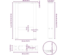 Kavos staliuko kojelės, balta, 2 vnt., 38x(42-43)cm, plienas