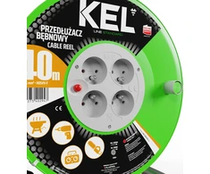 KEL būgno minkštiklis STANDARTINĖ LINA, 4x2p + Z, 16A, 3680W, H05VV-F, 3x1.5; 40m, juoda (W-97372)
