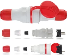 KEL EXTREM kištukas + lizdas 16A 2P + Z 250V IP54 pilka / raudona (ZWG- 54)