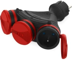 KEL Kištukinis skirstytuvas 3 lizdai be 16A 250V IP54 juoda/raudona GN-X3/54 W-01152