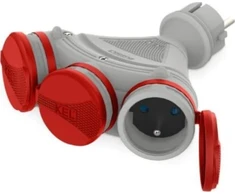 KEL Kištukinis skirstytuvas 3 lizdai be 16A 250V IP54 pilka/raudona GN-X3/54 W-01151