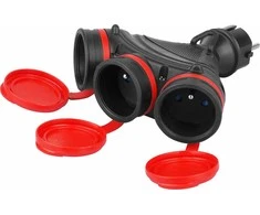 KEL Kištukinis skirstytuvas 3 lizdai be 16A 250V IP54 juoda/raudona GN-X3/54 W-01152