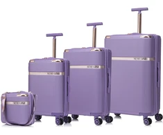 Kelioninis LAGAMINO KELIONĖS KREPŠIŲ RINKINYS T5916-0 ABS 3V1 VIOLETINIS + KELIONINĖ KOSMETIKOS KUPRINĖ SEMI LINE