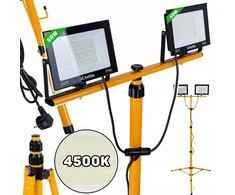 Keltin LED prožektorius 2x50W su teleskopiniu stovu ir laidu - neutrali balta spalva 4500K (1)