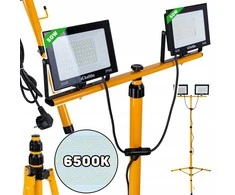 Keltin LED prožektorius 2x50W su teleskopiniu stovu ir laidu - šaltai balta spalva 6500K (1)