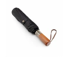 Oem Automatic foldable umbrella with wood handle 10-ribs XXL 115 cm juodas