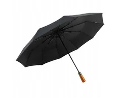 Oem Automatic foldable umbrella with wood handle 10-ribs XXL 115 cm juodas