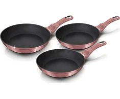 3 GRANITINIŲ KEPUČIŲ RINKINYS 20/24 / 28CM BERLINGER HAUS METALLIC LINE i-ROSE BH-6170