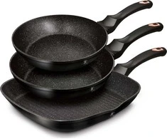 3 DALIES KELIŲ RINKINYS 20/24 / 28cm BERLINGER HAUS Juodas ROSE BH-6156