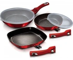 3 GRANITINIŲ KETUČIŲ RINKINYS BERLINGER HAUS METALLIC BURGUNDY BH-6796