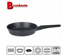 Keptuvė Brunbeste Keptuvė granitowa marmurkowa NON-STICK indukcija gaz 28cm juoda BRUNBESTE BB-5543
