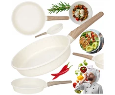 Keptuvė Brunbeste Keptuvė granitowa marmurkowa NON-STICK indukcija gaz 28cm smėlio sp. BRUNBESTE BB-5538