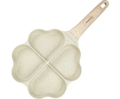 Keptuvė Keptuvė nepridegančia danga, 4 širdies formos sekcijos, smėlio spalvos su medine rankena, 35,5x19,2x2,8 cm, Klausberg kb-7819