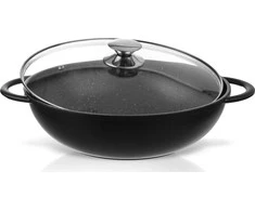 Orion Wok keptuvė GRANDE 32 cm granitinė su stikliniu dangteliu