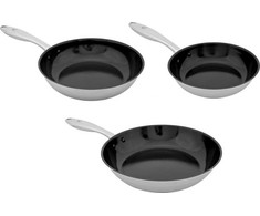 Keptuvė Shiori Shiori Stainless Steel 304 komplektas patelni su powłoką ceramiczną indukcija 20 cm, 24 cm, 28 cm