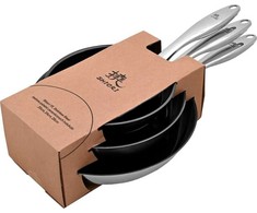 Keptuvė Shiori Shiori Stainless Steel 304 komplektas patelni su powłoką ceramiczną indukcija 20 cm, 24 cm, 28 cm
