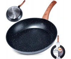 Keptuvė Vilde Juodas&amp;Wood 28 cm aliuminė su granitine danga