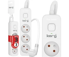 HSK Data kerg ilgintuvas kerg m02380 su jungikliu-3 lizdai-balta-pilka-3.0m-16a-h05vv-f-3x1,5mm2 m02380