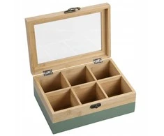 Kesper Bamboo TeeBox su 6 skyreliais, bambukinė, FSC, žalia