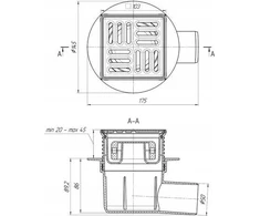 Kessel gaudyklė Reguliuojamas vonios nutekėjimas su išimtimi šonas 50 mm, grotelės 100x100 mm, grotelės ir nerūdijantis rėmas [1/5]