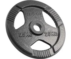 Ketaus olimpinis svarmuo 25 kg, 51 mm skylė, plokštelė su rankenomis, REBEL ACTIVE