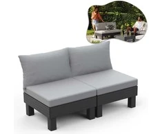 Keter Dvivietė sodo sofa „Elements“, pilka/šviesiai pilka, 8711245158037
