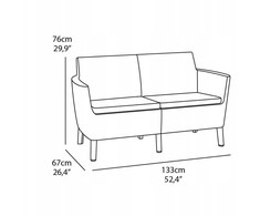 Keter sodo sofa dviems Salemo dvivietė sofa smėlio spalvos