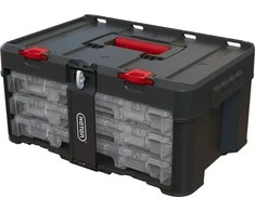 Įrankių dėžė - KETER Stack'N'Roll su 3 organizatoriais Juoda