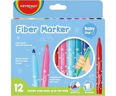 Keyroad Jumbo markerai, 12 intensyvių spalvų, plaunami
