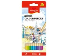 Spalvoti pieštukai Keyroad, 4,0 mm šerdis, tribriauniai, 12 spalvų