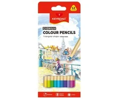 Spalvoti pieštukai Keyroad, 4,0 mm šerdis, tribriauniai, 12 spalvų