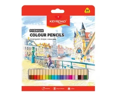 Spalvoti pieštukai Keyroad, 4,0 mm šerdis, tribriauniai, 24 spalvos