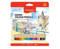 Spalvoti pieštukai Keyroad, 4,0 mm šerdis, tribriauniai, 24 spalvos
