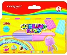 Plastelinas Keyroad, 6 pastelinės spalvos