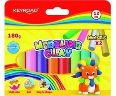 Plastilinas Keyroad 12 spalvų, 180 g, aukso + sidabro spalvos