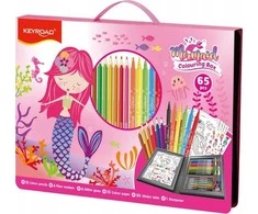 Piešimo-spalvinimo rinkinys Keyroad , 65 dalių, rožinis lagaminėlis